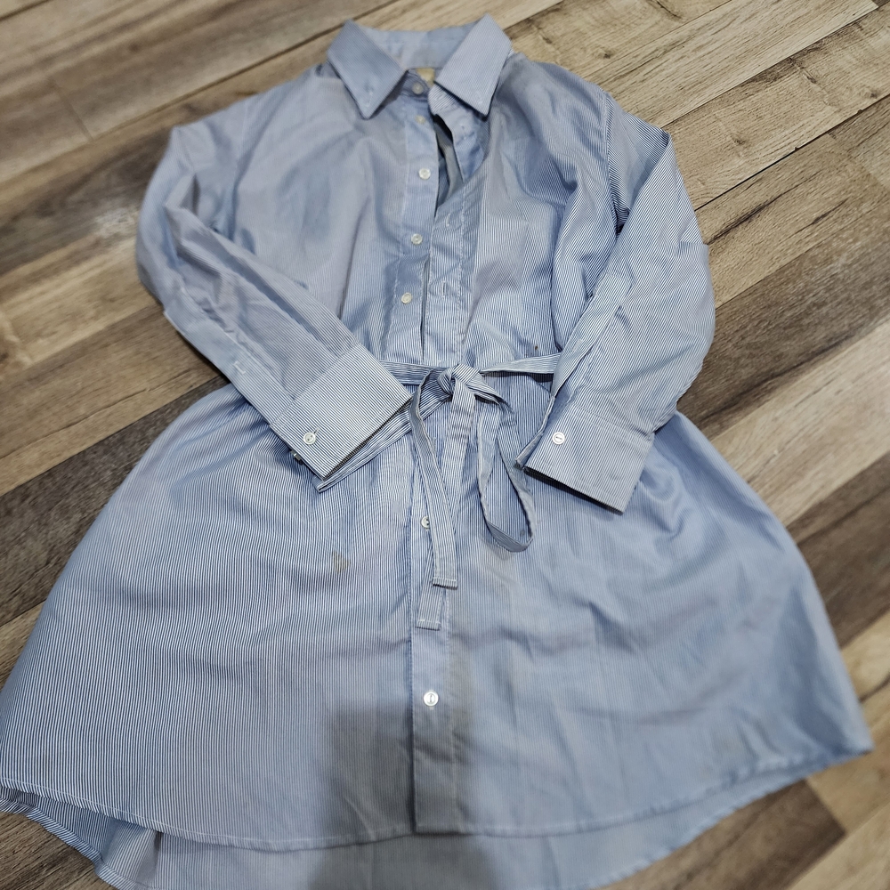 Blue Button-Up Shirt Dress